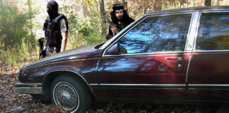 ISIS terrorists preparing to attack retired Col. Jack Ripper's 1989 Buick LeSabre, as seen via his imagination.