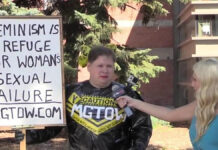 Area man Trent Turco in one of his many MGTOW singular protests.